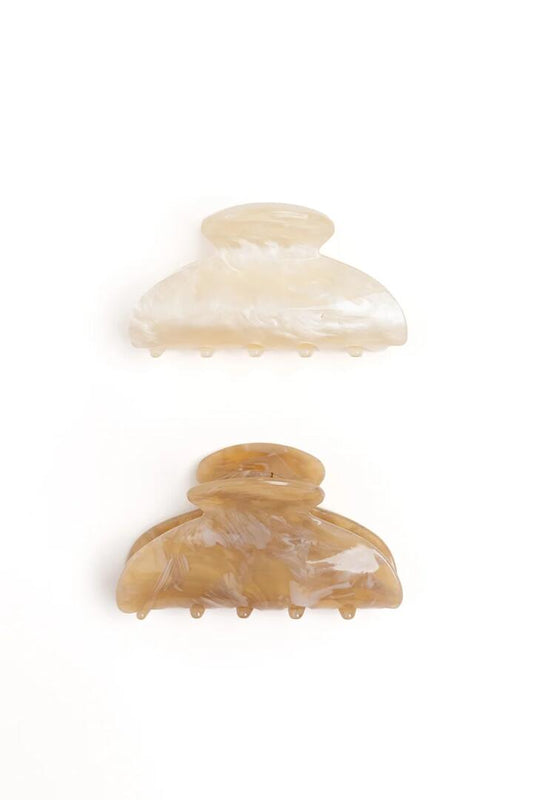 Image of Hair Accessories. Product name - Neutral Pearl Acrylic Set of 2 Claw Clips in colour by brand - Humble + Heart