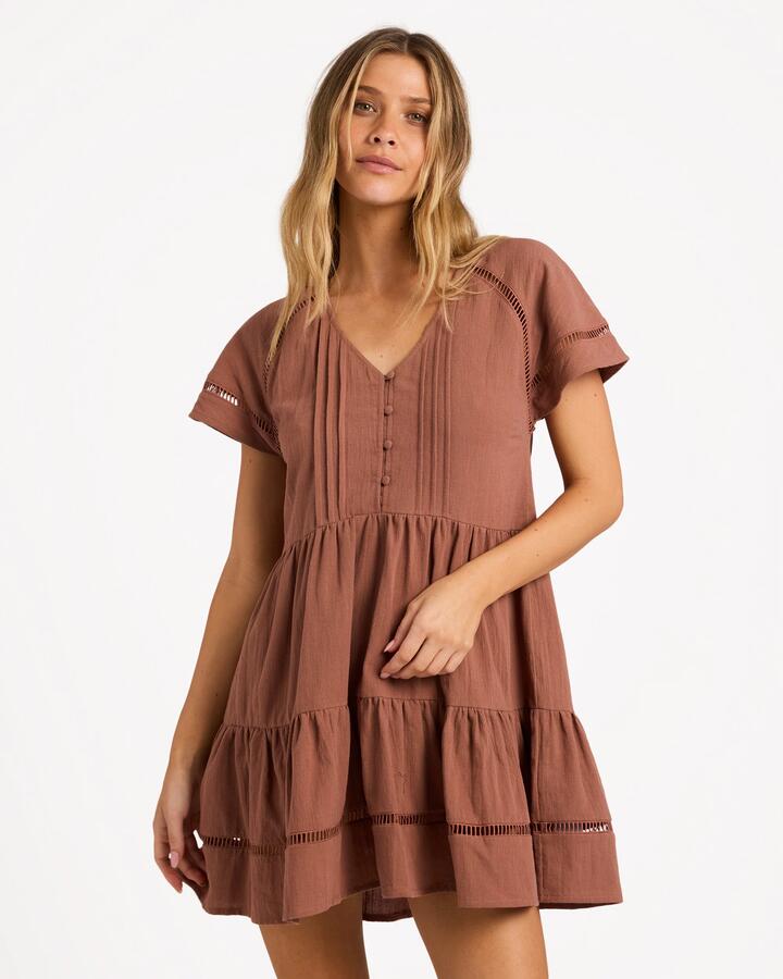 Image of Dresses. Product name - Billabong Womens Juniper Mini Dress Brownstone in Brownstone colour by brand - Billabong