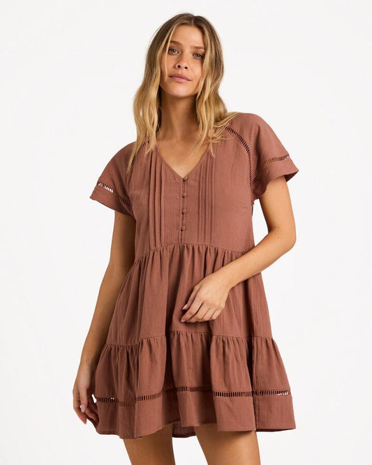 Image of Dresses. Product name - Billabong Womens Juniper Mini Dress Brownstone in Brownstone colour by brand - Billabong