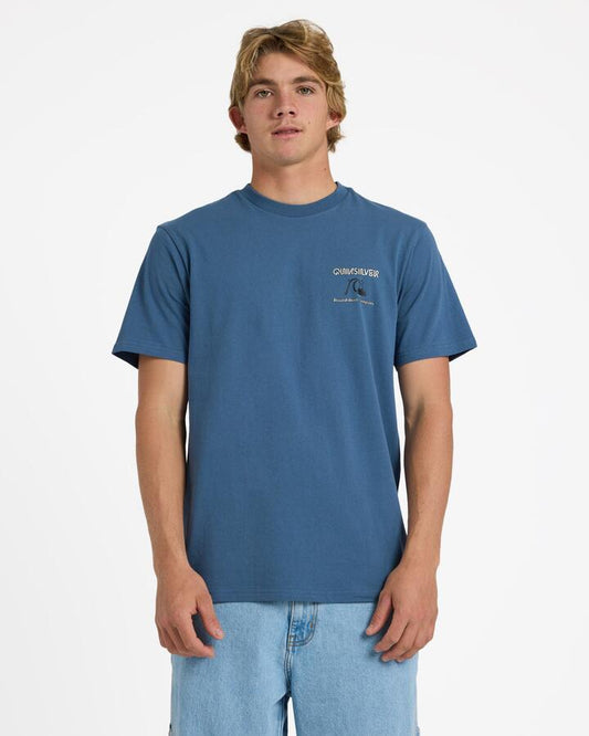 Image of T-Shirts. Product name - Quiksilver Mens Retro Arch T-Shirt China Blue in China Blue colour by brand - Quiksilver