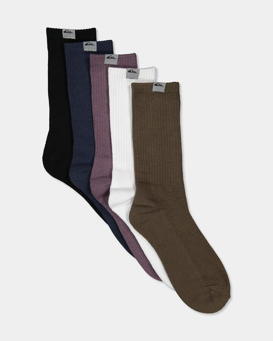 Image of Socks. Product name - Quiksilver Core 5 Pack Crew Socks Assorted in Assorted colour by brand - Quiksilver