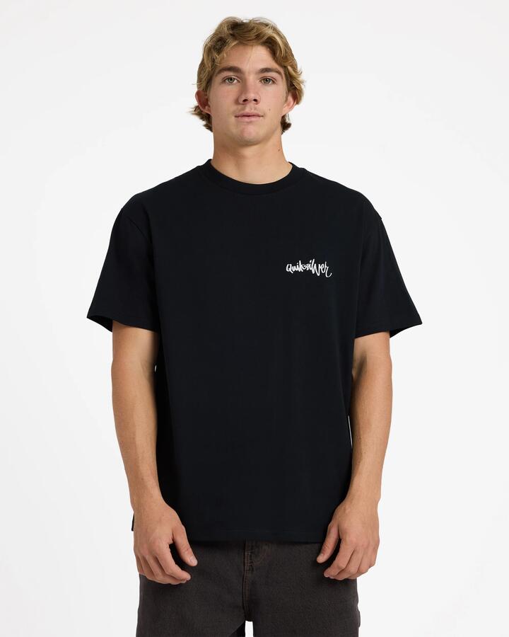 Image of T-Shirts. Product name - Quiksilver Mens Yg Spray Oversized T-Shirt Black in Black colour by brand - Quiksilver