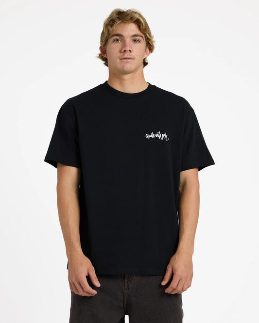 Image of T-Shirts. Product name - Quiksilver Mens Yg Spray Oversized T-Shirt Black in Black colour by brand - Quiksilver