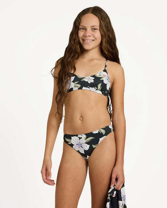Image of Swimwear. Product name - Roxy Girls 8-16 Of The Pacific Swim Two Piece Anthracite Of The Pacific S in Anthracite Of The Pacific S colour by brand - Roxy