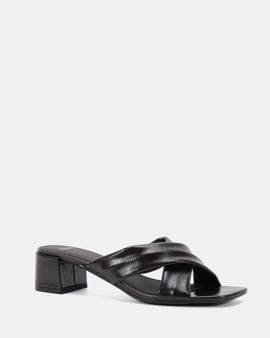 Image of Sandals. Product name - Veryl Espresso Crinkle Mules in Espresso Crinkle colour by brand - Novo