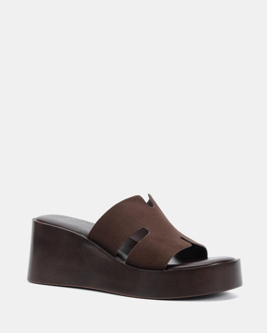 Image of Boots. Product name - Berm Espresso Suede Wedge Heels in Espresso Suede colour by brand - Novo