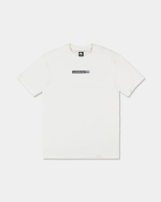 Image of a model wearing Tops. Product name - Quiksilver Mens Omni Bar Short Sleeve Rashguard White in White colour by brand - Quiksilver