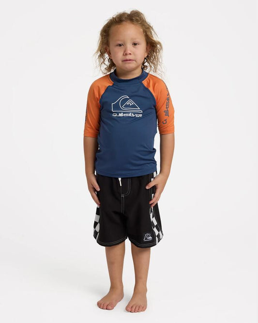 Image of Coats & Jackets. Product name - Quiksilver Boys 2-7 On Tour Rash Vest Jaffa Orange in Jaffa Orange colour by brand - Quiksilver