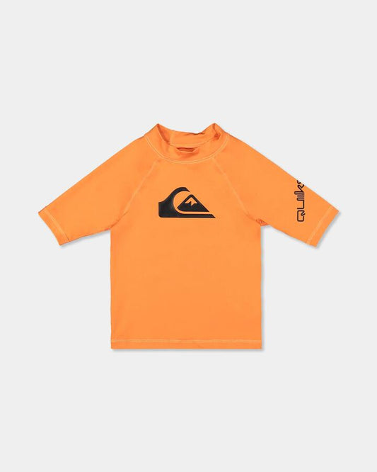 Image of Swimwear. Product name - Quiksilver Boys 2-7 All Time Rash Vest Jaffa Orange in Jaffa Orange colour by brand - Quiksilver