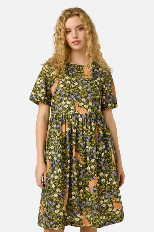 Image of Dresses. Product name - Kangaroo & Flora Smock Dress in Green colour by brand - Princess Highway