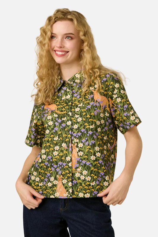 Image of Shirts. Product name - Kangaroo & Flora Shirt in Green colour by brand - Princess Highway