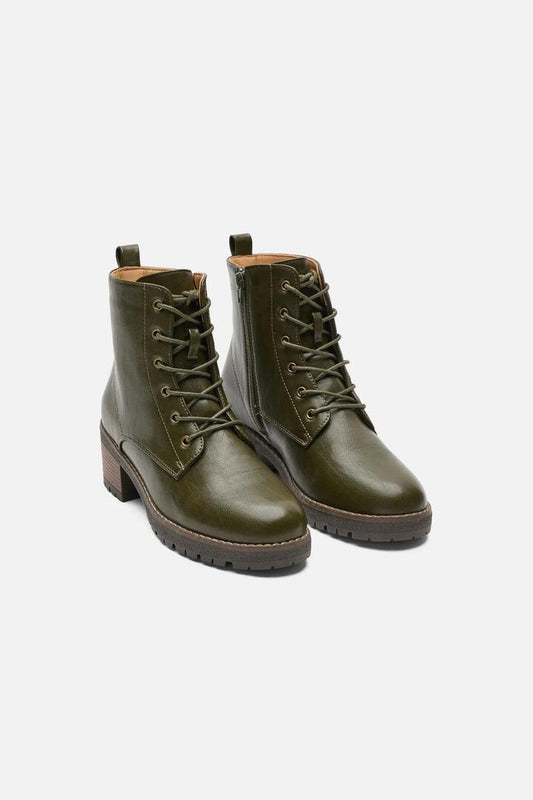 Image of Boots. Product name - Olive Lace Up Boot in Olive colour by brand - Princess Highway