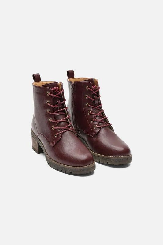 Image of Boots. Product name - Plum Lace Up Boot in Plum colour by brand - Princess Highway