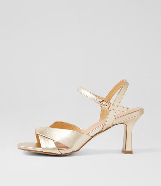 Image of Sandals. Product name - Turner Gold Leather Sandals in Gold colour by brand - MIDAS