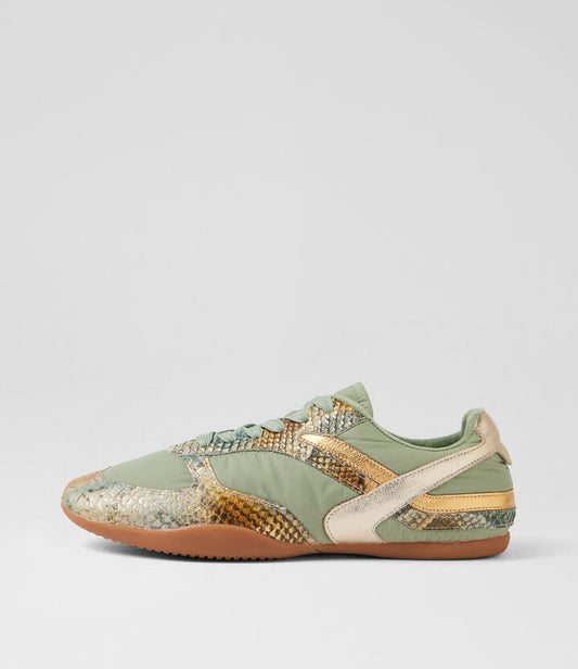 Image of Sneakers. Product name - Zimma Sage Snake Multi Sneakers in Sage Snake colour by brand - MIDAS