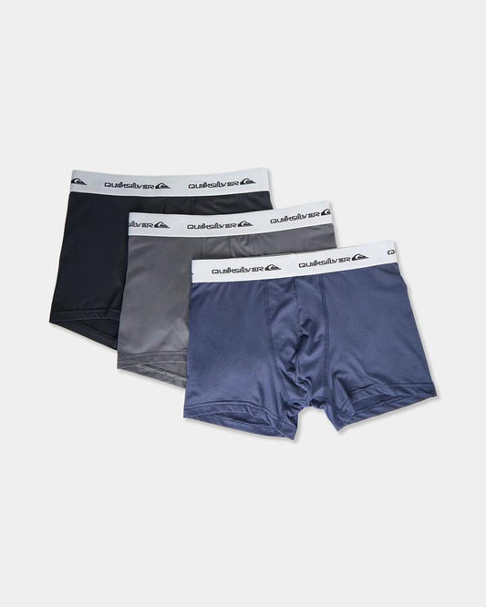 Image of Lingerie. Product name - Quiksilver Mens Quiksilver Brief 3 Pack Boxer Black in Black colour by brand - Quiksilver