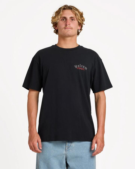 Image of T-Shirts. Product name - Volcom Mens Winsome T-Shirt Black in Black colour by brand - Volcom