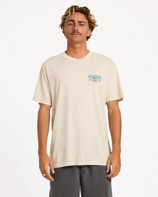 Image of T-Shirts. Product name - Billabong Mens Heritage Arch Ww Premium T-Shirt Oatmeal in Oatmeal colour by brand - Billabong