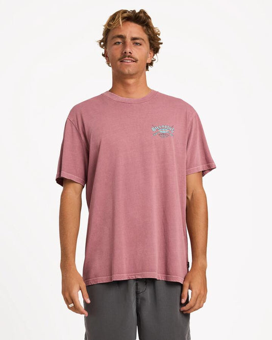 Image of T-Shirts. Product name - Billabong Mens Heritage Arch Ww Premium T-Shirt Red Dahlia in Red Dahlia colour by brand - Billabong
