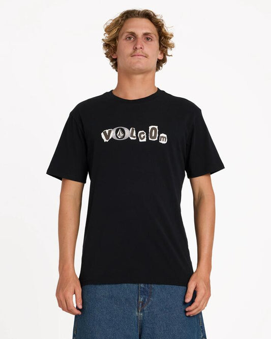 Image of T-Shirts. Product name - Volcom Mens Angst T-Shirt Black in Black colour by brand - Volcom