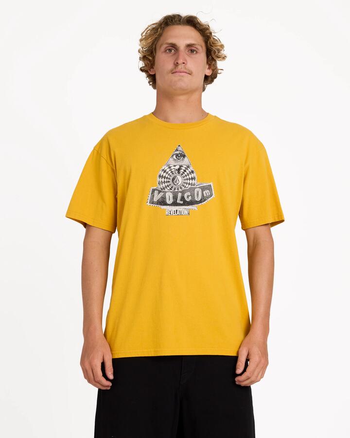 Image of T-Shirts. Product name - Volcom Mens Revelation T-Shirt Golden Yellow in Golden Yellow colour by brand - Volcom