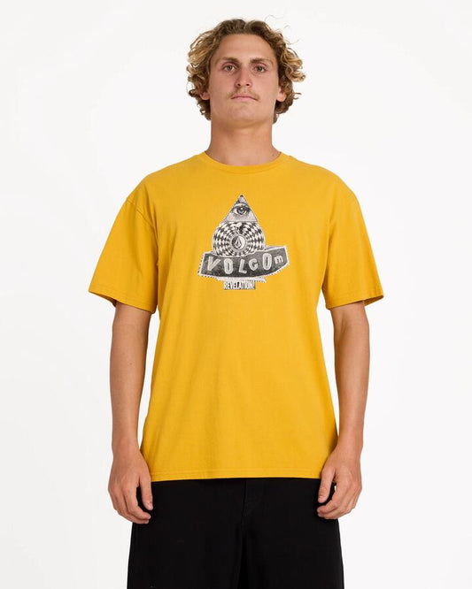 Image of T-Shirts. Product name - Volcom Mens Revelation T-Shirt Golden Yellow in Golden Yellow colour by brand - Volcom