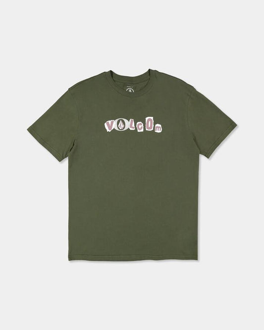 Image of T-Shirts. Product name - Volcom Mens Angst T-Shirt Squadron Green in Squadron Green colour by brand - Volcom