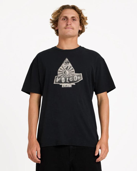 Image of T-Shirts. Product name - Volcom Mens Revelation T-Shirt Black in Black colour by brand - Volcom