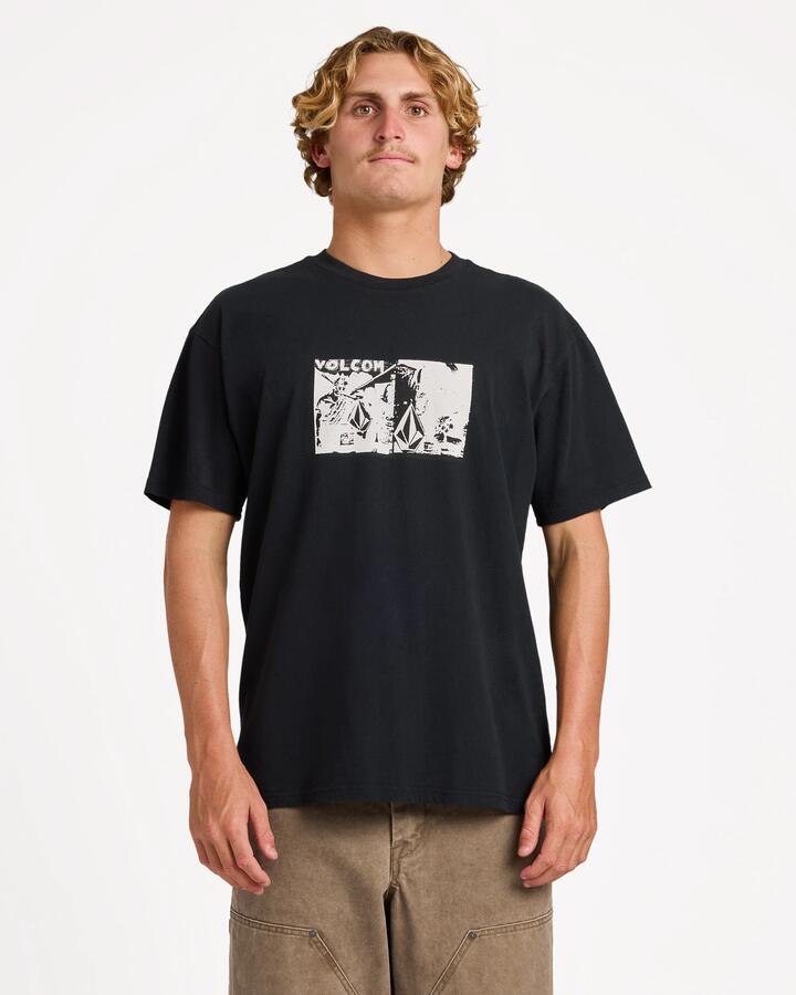 Image of T-Shirts. Product name - Volcom Mens Mirrors T-Shirt Black in Black colour by brand - Volcom