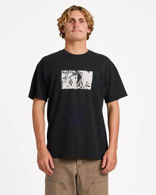 Image of T-Shirts. Product name - Volcom Mens Mirrors T-Shirt Black in Black colour by brand - Volcom