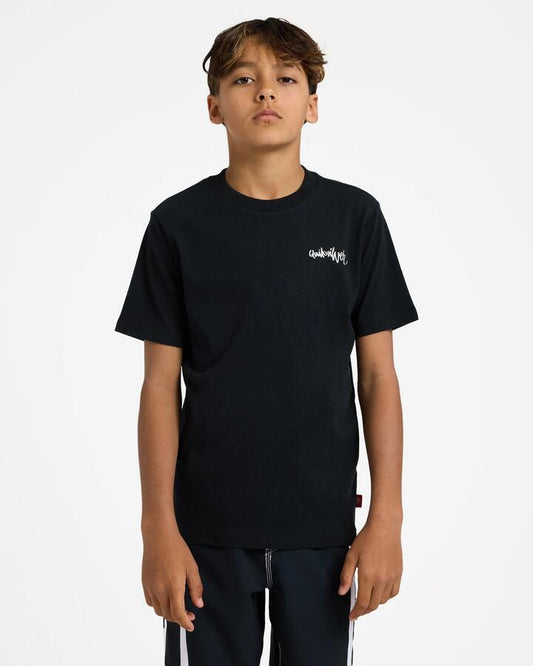 Image of T-Shirts. Product name - Quiksilver Boys 8-16 Yg Spray T-Shirt Black in Black colour by brand - Quiksilver