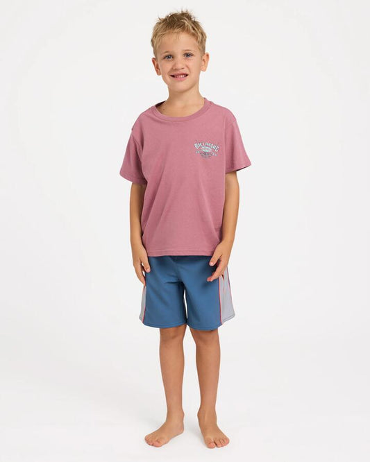 Image of T-Shirts. Product name - Billabong Boys 2-7 Groms Heritage Arch T-Shirt Red Dahlia in Red Dahlia colour by brand - Billabong