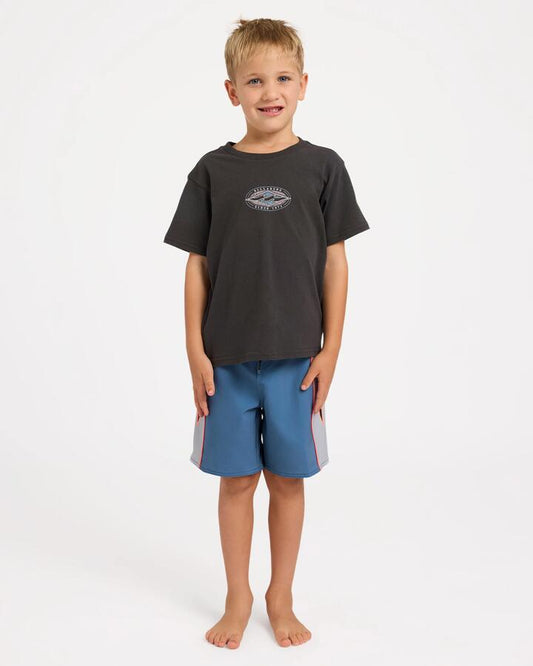 Image of T-Shirts. Product name - Billabong Boys 2-7 Groms Rotor Diamond T-Shirt Raven in Raven colour by brand - Billabong
