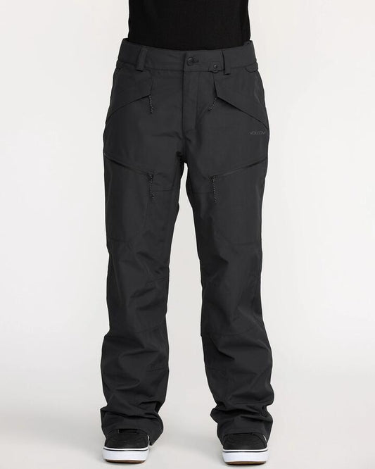 Image of a model wearing Pants. Product name - Volcom Womens Stone Mica 20K Snow Pants Black in Black colour by brand - Volcom