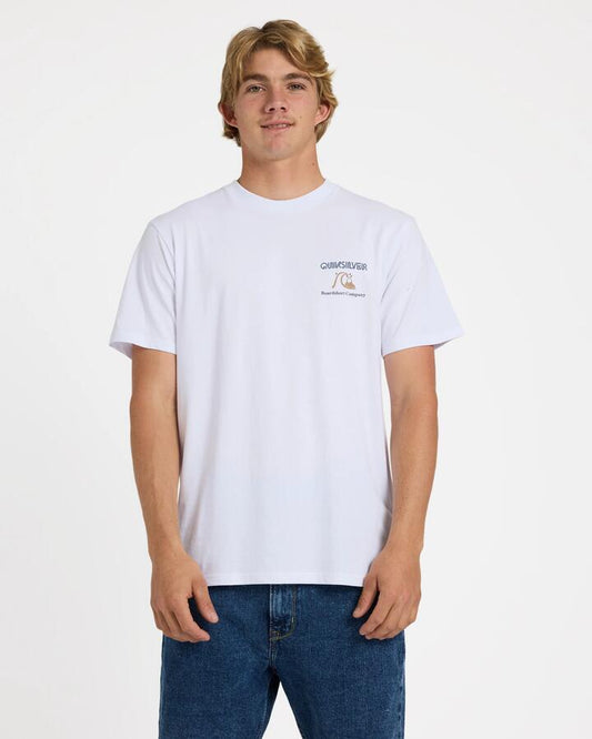 Image of T-Shirts. Product name - Quiksilver Mens Retro Arch T-Shirt White in White colour by brand - Quiksilver