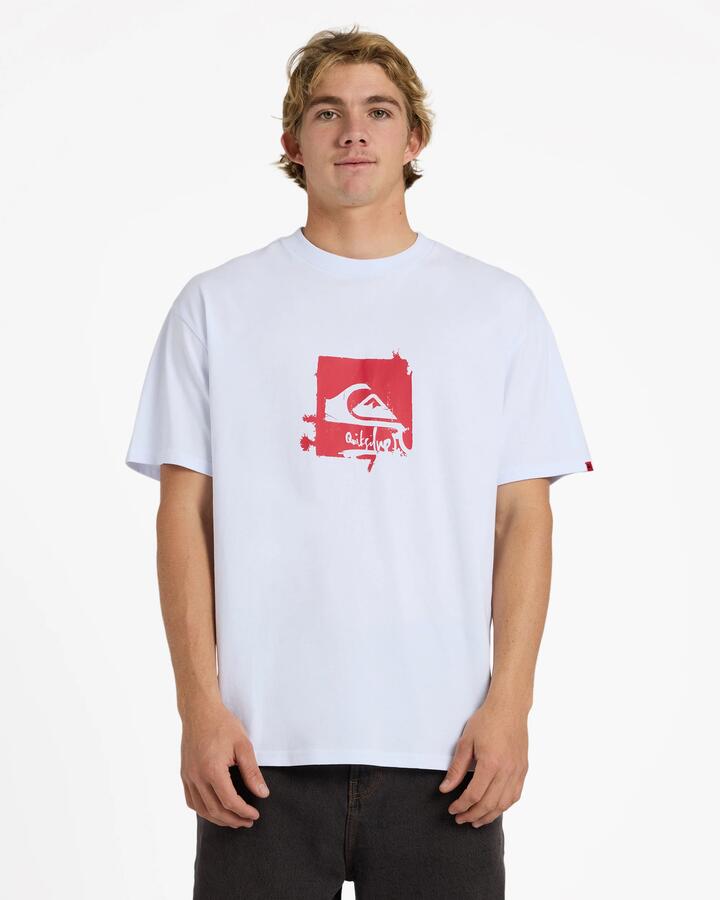 Image of T-Shirts. Product name - Quiksilver Mens Yg Impaired Box Oversized T-Shirt White in White colour by brand - Quiksilver