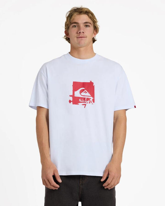 Image of T-Shirts. Product name - Quiksilver Mens Yg Impaired Box Oversized T-Shirt White in White colour by brand - Quiksilver