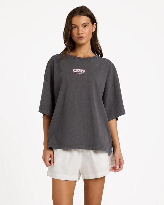 Image of T-Shirts. Product name - Roxy Womens Find Your Way T-Shirt Phantom in Phantom colour by brand - Roxy