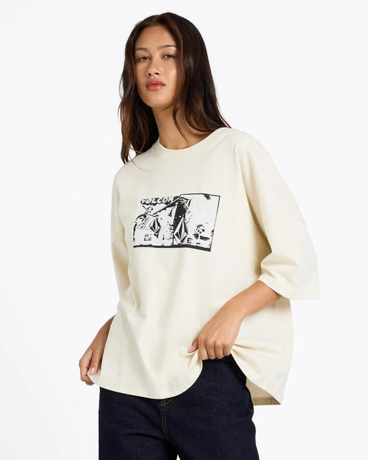 Image of T-Shirts. Product name - Volcom Womens Mirrorz T-Shirt Dirty White in Dirty White colour by brand - Volcom