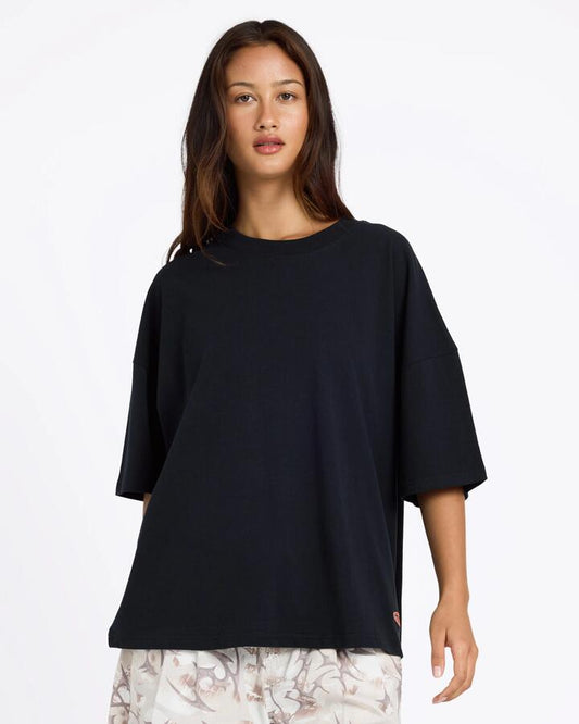 Image of T-Shirts. Product name - Volcom Womens No Yo Boyfriend T-Shirt Black in Black colour by brand - Volcom