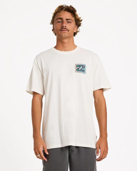 Image of T-Shirts. Product name - Billabong Mens Crayon Wave Premium T-Shirt Off White in Off White colour by brand - Billabong