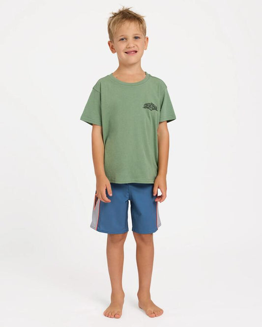 Image of T-Shirts. Product name - Billabong Boys 2-7 Groms Reverse T-Shirt Hedge Green in Hedge Green colour by brand - Billabong