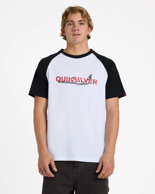 Image of T-Shirts. Product name - Quiksilver Mens Yg Split Raglan Oversized T-Shirt White in White colour by brand - Quiksilver