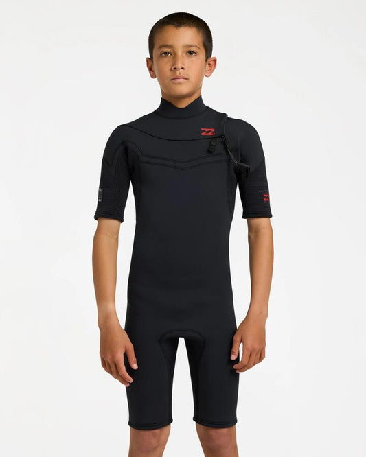 Image of Accessories. Product name - Billabong Boys 8-16 2/2 Absolute Ultra Chest Zip Springsuit Black in Black colour by brand - Billabong