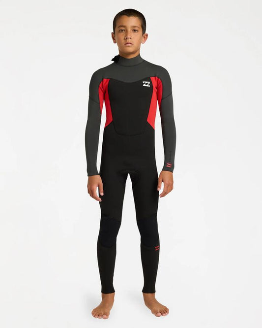 Image of Wetsuits. Product name - Billabong Boys 6-16 3/2 Absolute Core Back Zip Wetsuit True Red in True Red colour by brand - Billabong