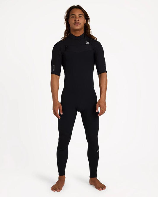 Image of Wetsuits. Product name - Billabong Mens 2/2 Furnace Revo Chest Zip Wetsuit Black in Black colour by brand - Billabong
