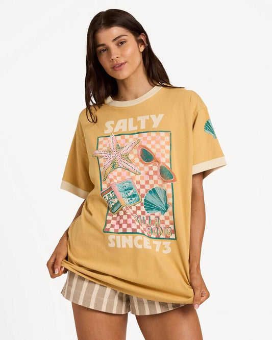 Image of T-Shirts. Product name - Billabong Womens Salty Since T-Shirt Curry in Curry colour by brand - Billabong