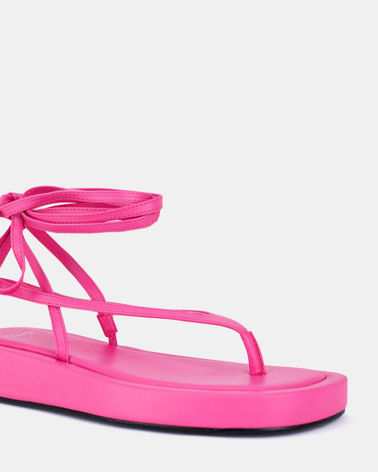 Image of Heels. Product name - Talisha Magenta Platform Sandals in Pink colour by brand - Novo