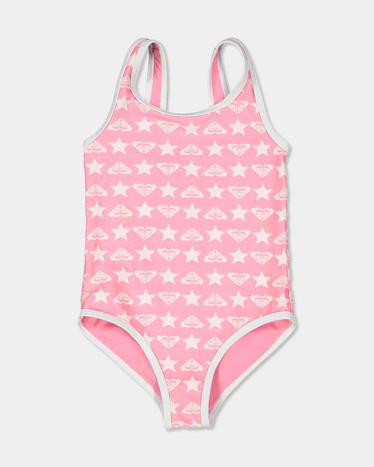 Image of Swimwear. Product name - Roxy Girls 2-7 Super Star One Piece Swimsuit Pink Carnation Super Star Tw in Pink Carnation Super Star Tw colour by brand - Roxy