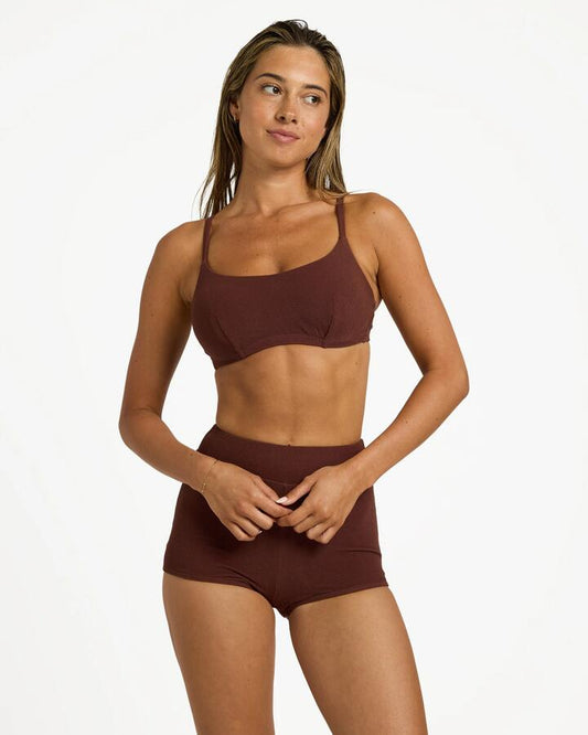 Image of Swimwear. Product name - Roxy Womens Palm Shadows Underwire D-Cup Bikini Top Java in Java colour by brand - Roxy